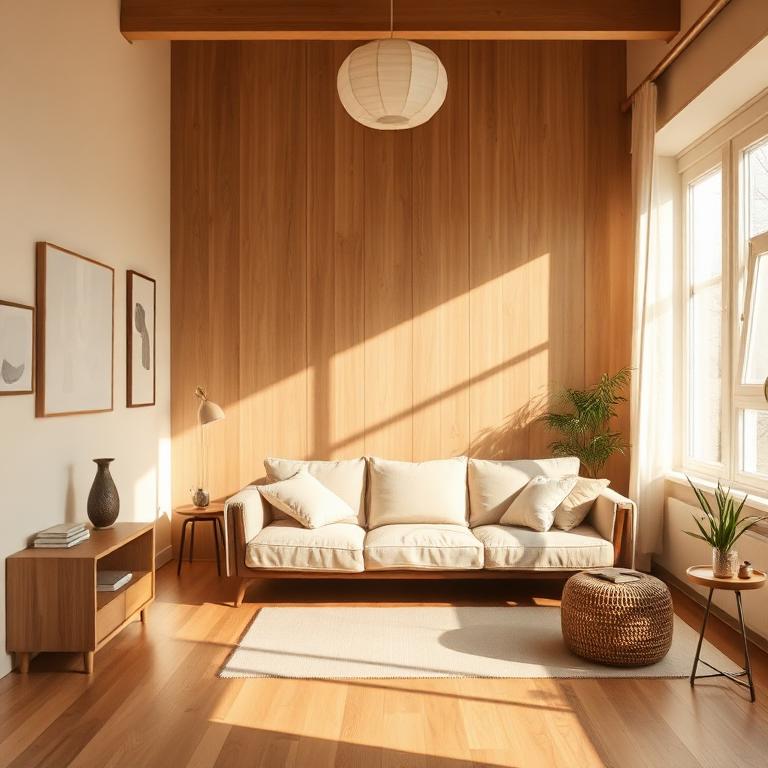 Warm Japandi interior style